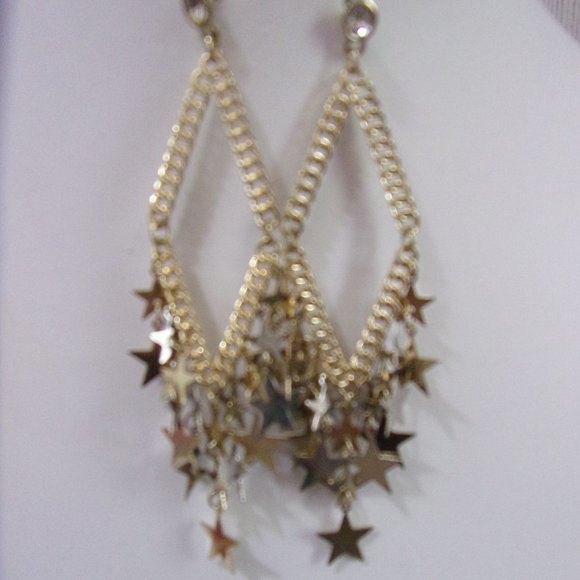Gold Plated/Diamond shaped/Stars Earrings - Picture 3 of 3